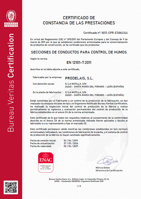 Certificado de constancia de las prestaciones